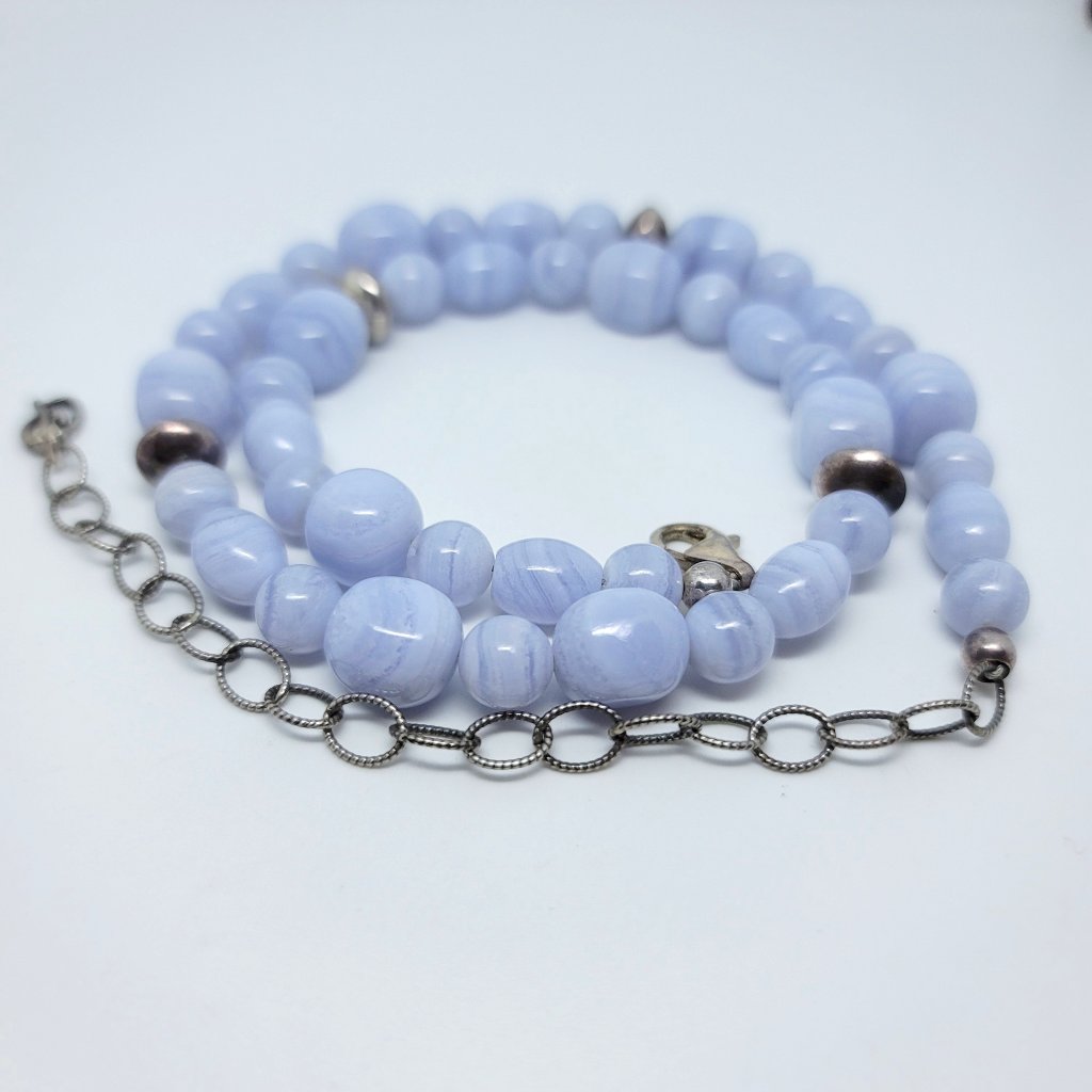 Blue Lace Agate & Sterling Necklace